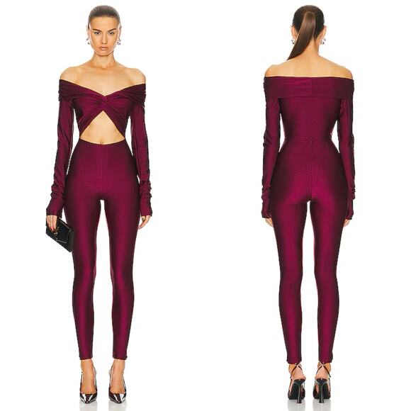 NWT The Andamane Kendall Off The Shoulder Jumpsuit in Ruby Size Small - Picture 1 of 8